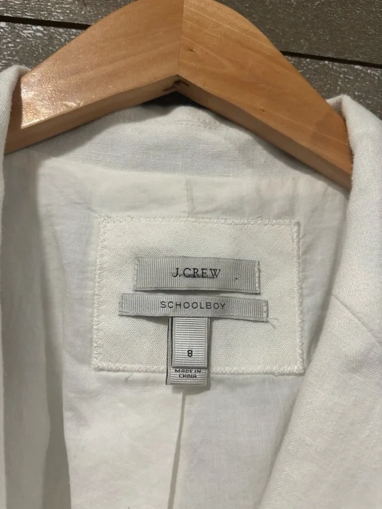 J Crew Schoolboy 100% linen long sleeved cream lined blazer size 8 - Picture 4 of 10